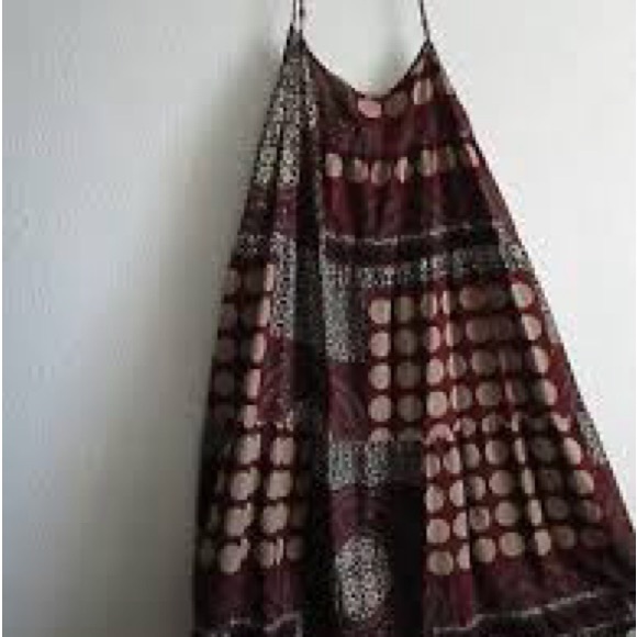 Bohemian Patchwork Maxi Dress in Burgundy and Beige - Picture 5 of 5